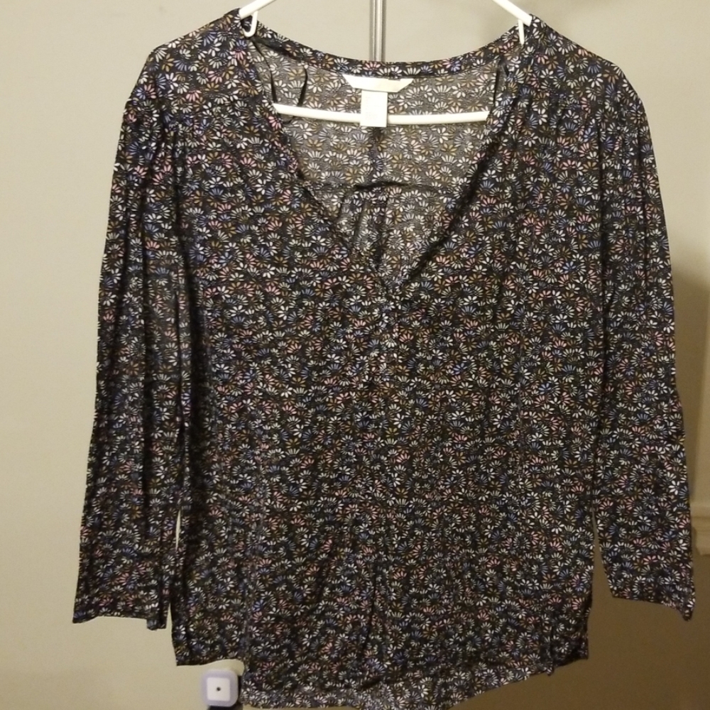 Floral print 3/4 length sleeve tee